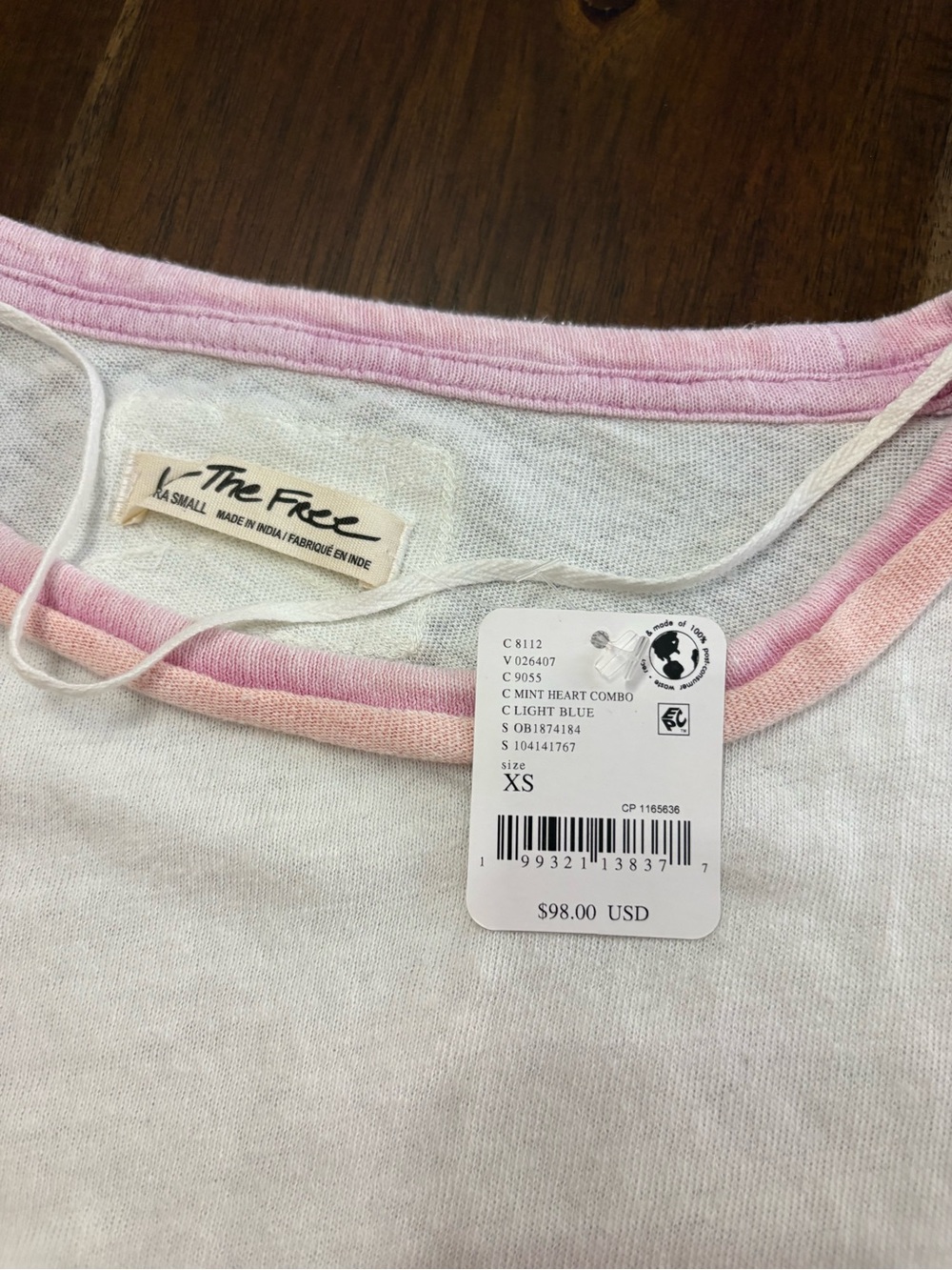 We the Free Long Sleeve Top with Pink Heart Elbow Patches - Picture 2 of 7